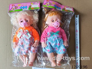 16 inch doll set - Knitted Long sleeve floral Dress + Pacifier (2 hairstyles)