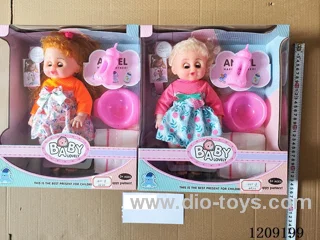 16 inch doll set - Knitted Long sleeve Floral Skirt Absorbent Pee + Music Box (2 hairstyles)