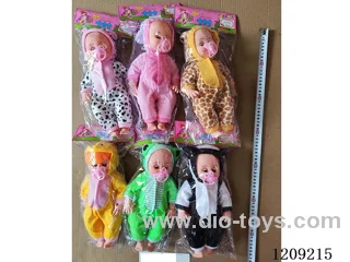 16 inch doll set - Animal Jumpsuit + Pacifier (6 mixed)