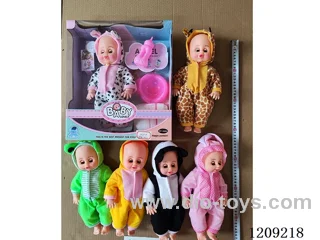 16 inch doll set - Animal Jumpsuit Absorbent Pee + Music box (6 mixed)