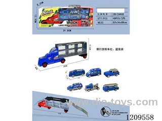 Free wheel container truck with 6PCS free wheel AB police car
