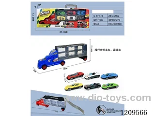 Free wheel container truck with 6PCS free wheel alloy sports car