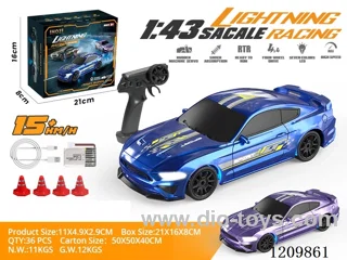1:43 Full-scale mustang drift rc car- blue/purple including battery
