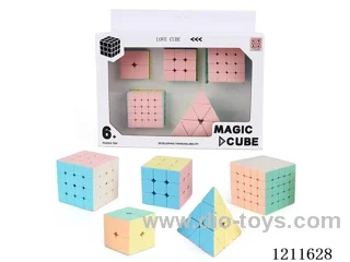 2nd order solid color Rubik's Cube + 3rd order solid color Rubik's Cube + 4th order solid color Rubik's Cube + 5th order solid color Rubik's Cube + solid color 3rd order pyramid