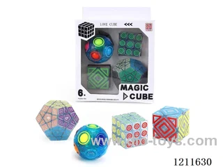 Transparent blue rainbow ball + 3rd order transparent color Rubik's Cube + transparent color tilt + transparent color 3rd order pentominoes