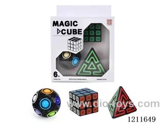 Third Order Black Bottom Rubik's Cube + Black McFettle + Black Rainbow Ball (with bearing)