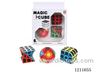 Twisted Rubik's Cube + Trihedron Rubik's Cube (2 are carbon fiber stickers/printing) + transparent color rainbow ball