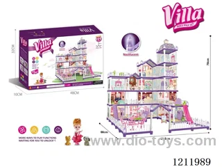 Glow-in-the-dark purple DIY assembled castle doll house 399PCS with colorful lights