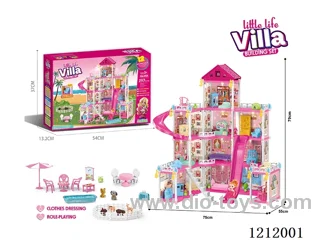 DIY assembling castle doll house 297PCS with light (injection molding model)