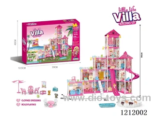 DIY assembling castle doll house 314PCS with light (injection molding type)