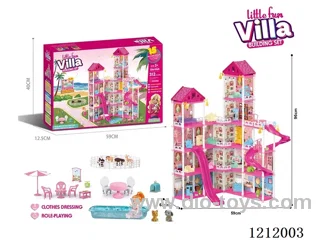 DIY assembling castle doll house 314PCS with light (injection molding type)