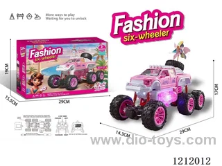 2.4G Pink 6-Wheel 4WD RC Off-road Climbing Pickup Truck with Lights included battery