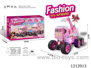 2.4G pink 6-wheel 4WD RC off-road climbing engineering excavator truck (with lights) included battery