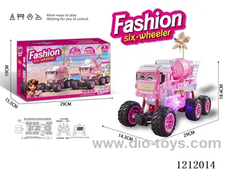 2.4G Pink 6-wheel 4WD RC off-road climbing engineering mixer truck (with lights) included battery