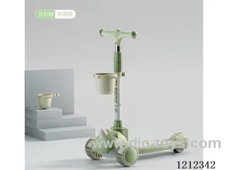 Small dinosaur scooter with light/one-button folding/height adjustment/green/blue/pink