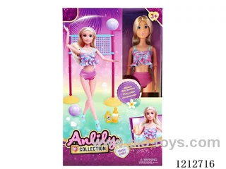 11.5-inch solid body Barbie Beach Volleyball Set(brown skin)