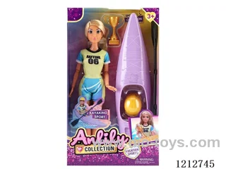 11.5-inch solid body Barbie +rowing boat(brown skin)