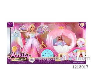 11.5-inch solid body Barbie +carriage with light   included  3*AG13(brown skin)