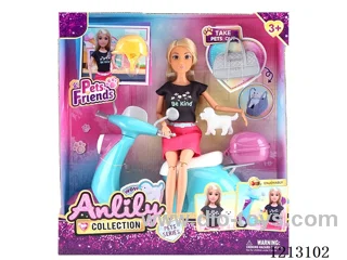 11.5-inch solid body Barbie +motorcycle (brown skin)