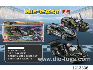 1:36 Alloy Car pull back with door open - 3 Police Cars (3PCS)