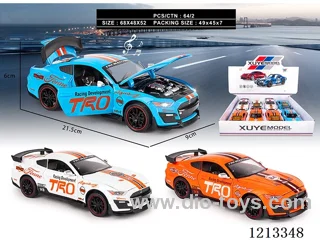 1:24 Alloy Car-Ford Mustang Racing-4 door open- pull back W L/M (8PCS)（included 3*AG13）