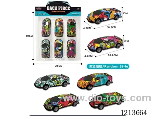 6PCS pull back alloy graffiti large vehicle