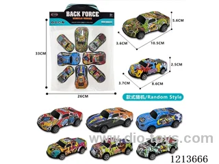4PCS pull back alloy graffiti car + 4PCS pull back alloy large car