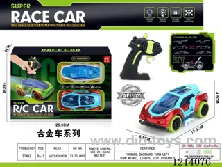 27MHZ Alloy DIY 4ch assemble RC car 1:32+ with a car shell, screwdriver not included battery