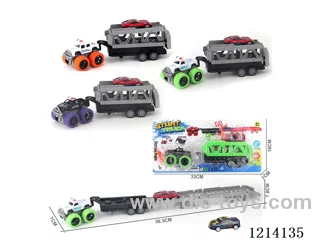 Dual Inertia Police Pickup Truck + Ejector Track + 1 Racing Car