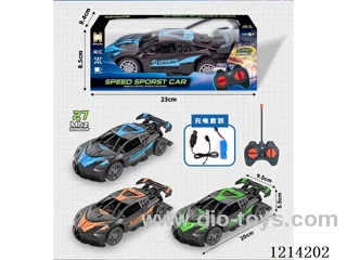 27MHz 4ch rc Bugatti (orange/blue/green 3-color mix, included battery)