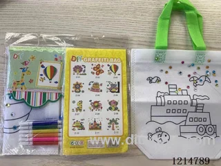 Non-woven bag doodle (1 piece + 6 pens + 1 color diamond)