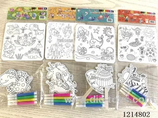 Hand-painted board(1 coloring card+2 shaking stick+4 pens)