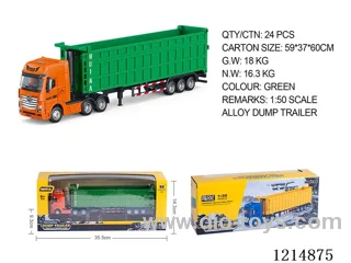 1:50 Static Model of Semi-alloy Dump Trailer (Green)