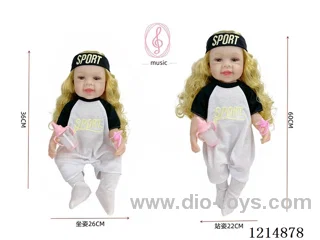 24-inch 60CM eco-friendly vinyl doll with IC /touch-sensitive sounding (feet are filled with cotton)