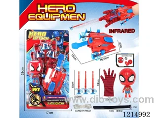 Spider-Man Laser Infrared Catapult with Rope + Gloves + Unstackable Dolls