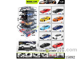 1:28 pull back alloy car W L/M/6 open doors -12 models random mix