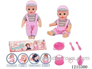 14inch Full Vinyl Doll+Accessories(Plate, Fork, Spoon, Bib, Bottle, Pacifier)