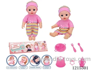 14inch Full Vinyl Doll+Accessories(Plate, Fork, Spoon, Bib, Bottle, Pacifier)
