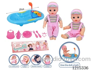 14inch Full Vinyl Doll+Accessories(Bathtub, Plate, Fork, Spoon, Bib, Bottle, Pacifier)
