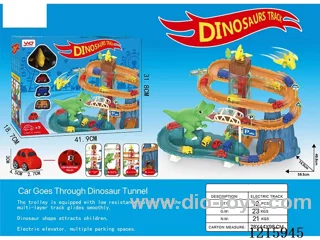 Dinosaur Track Parking Lot - B/O - with Pulley Cart *3 (not included 3*AA)