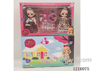 6inch 3D eye 12 jointed solid doll set 2 mixes