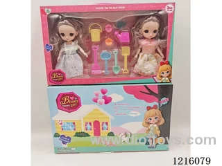 6inch 3D eye 12 jointed solid doll set 2 mixes