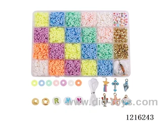DIY Jewelry Set (Soft Ceramic + Alphabet Beads + Pendant + Spacer Beads + 6mm Gold Beads + Wire (24 compartments))