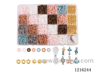DIY Jewelry Set (Soft Ceramic + Pendant + Spacer Beads + 4mm Gold Beads + Wire (24 compartments))