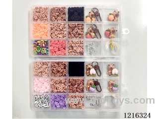 DIY Jewelry Set (Alphabet beads + soft ceramic pieces + keychain + pendant + loop lobster clasp + wire (15 compartments)-2 mixes)