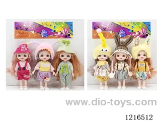 6inch 16CM 13 joint solid body 3D eye doll 3PCS （Mixed Pack）