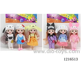 6inch 16CM 13 joint solid body 3D eye doll 3PCS （Mixed Pack）