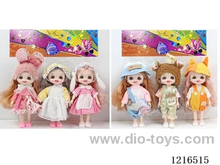 6inch 16CM 13 joint solid body 3D eye doll 3PCS （Mixed Pack）