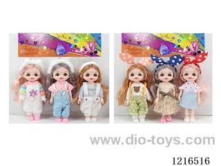6inch 16CM 13 joint solid body 3D eye doll 3PCS （Mixed Pack）