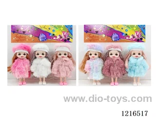 6inch 16CM 13 joint solid body 3D eye doll 3PCS （Mixed Pack）